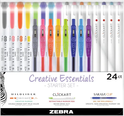 Miniatura 10 de Zebra Pen Creative Highlighting Starter Set, incluye 10 resaltadores y 5 bolígrafos de gel retráctiles Sarasa Clip, colores de tinta surtidos