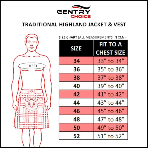 Miniatura 7 de Gentry Choice Chaqueta y chaleco formal de boda escocesa para hombre, color negro, con chaleco