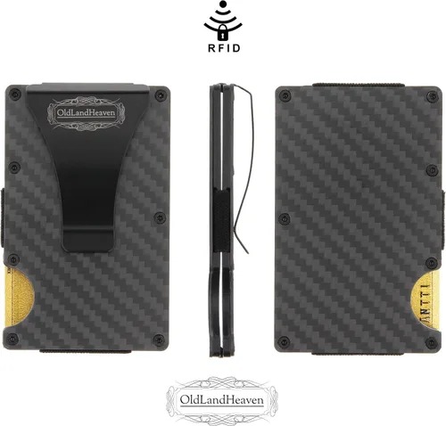 Miniatura 5 de Monedero minimalista rígido para hombres - RFID bloqueo de fibra de carbono Monedero clip