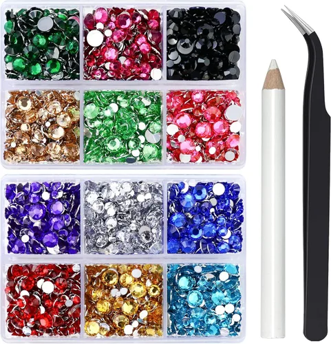 Miniatura 28 de Briskbloom 10000 piezas de diamantes de imitación con parte posterior plana para manualidades, zapatos, ropa, kit de circonita azul/circonita azul