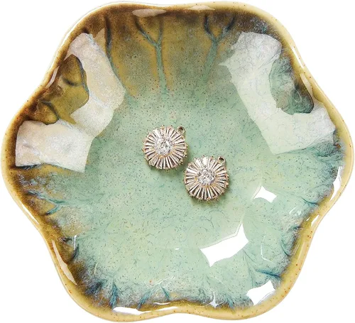 Miniatura 2 de 2 platos con forma de hoja de loto, cuenco pequeño para llaves, bandeja de cerámica para joyas, organizador de collares, aretes para mamá, amiga