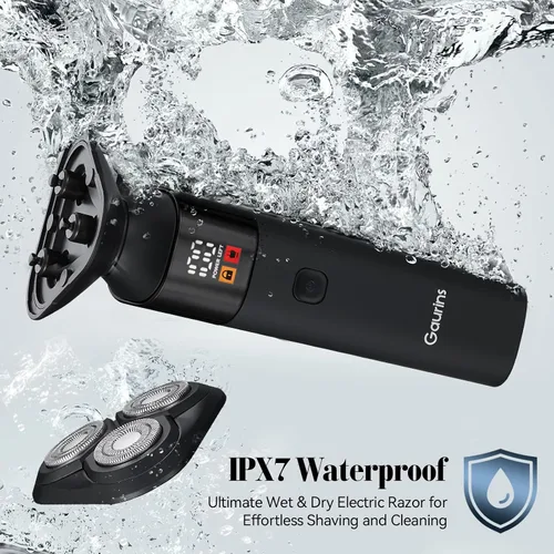Miniatura 7 de Maquinilla de afeitar eléctrica para hombres, afeitadoras rotativas 3 en 1 para hombre con soporte de carga, IPX7 impermeable, recortadora