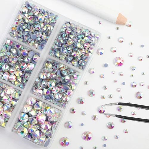 Miniatura 3 de BEADSLAND Hotfix diamantes de imitación, 6080 piezas de diamantes de imitación AB para manualidades en ropa, 6 tamaños mixtos con lápiz de cera