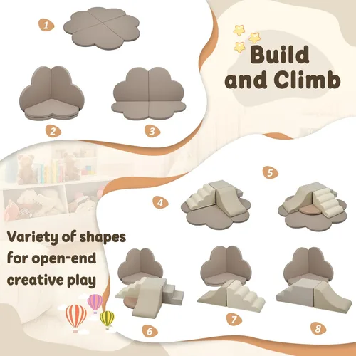 Miniatura 2 de Merax Juguetes de escalada de interior para niños pequeños, 6 piezas de espuma suave, bloques de escalada y tobogán, juego suave