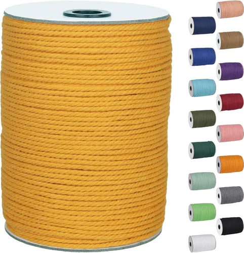 Miniatura 9 de Cordón de macramé de 1/8 pulgadas 220 yardas (200 metros) suministros naturales de macramé, hilo de macramé, cuerda de algodón de color, cuerda