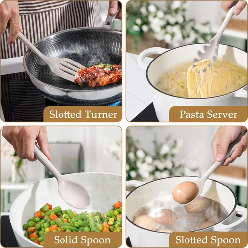 Miniatura 5 de LIANYU Juego de 4 piezas de utensilios de cocina, utensilios de cocina de silicona de grado alimenticio, herramientas de cocina de estilo granja