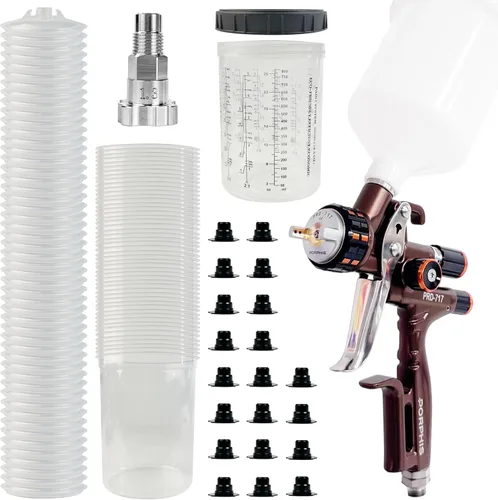 Miniatura 8 de Pistola Pulverizadora PRD-717 Tipo VS con Boquilla Dividida de 1.3mm para Repintado Automotriz, Marrón