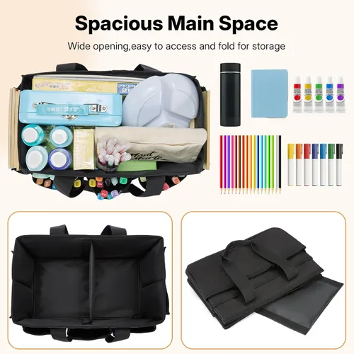 Miniatura 2 de Bolsa Tote para Manualidades, Organizador de Arte, Caddy de Suministros de Limpieza, Bolsa de Transporte con Asa para Múltiples Propósitos, Caddy