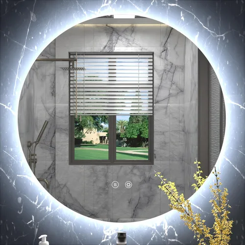 Miniatura 13 de Espejo LED para baño de 24 pulgadas, 3 temperaturas de color (3000K/4500K/6000K), retroiluminación regulable, antivaho, vidrio HD de 5MM, CRI 90+