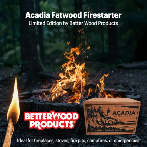 Miniatura 3 de Better Wood Products Edición Limitada Serie Protege Los Parques Encendedor de Fuego de Leña Natural Fatwood, Caja de Madera de 13 Libras, Caja Acadia