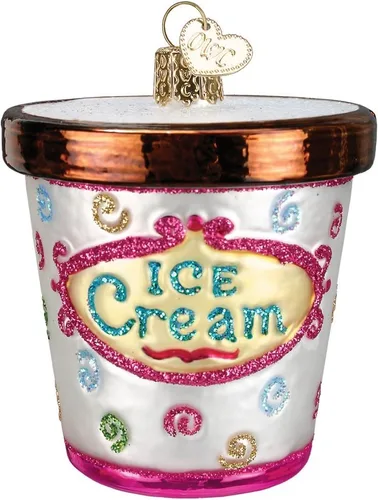 Miniatura 7 de Old World Christmas - Adorno de cono de helado de vidrio soplado para árbol de Navidad, decoración festiva hecha a mano, colección de helados