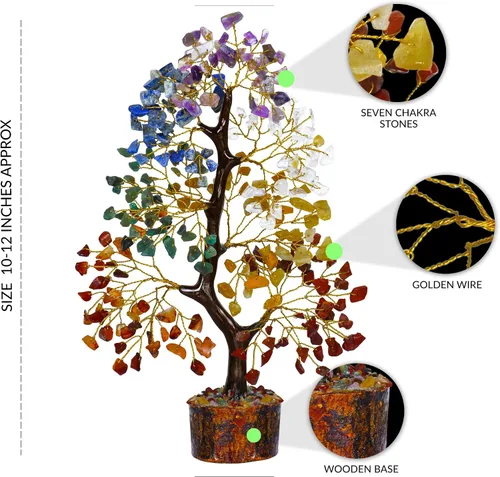 Miniatura 7 de PYOR Árbol de la vida de cristal de 7 chakras para decoración de oficina, cristales y piedras, regalos de inauguración de la casa para mujeres
