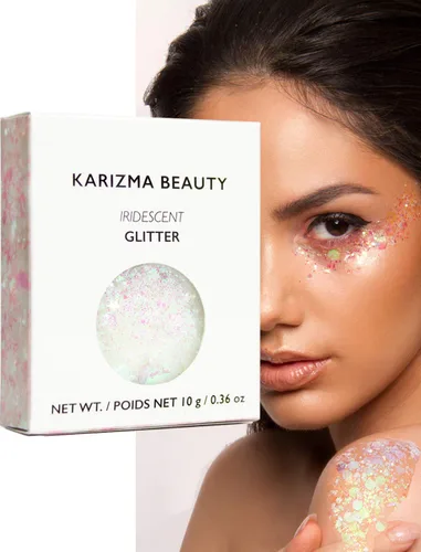 KARIZMA Iridescent Purpurina holográfica iridiscente Purpurina gruesa de 0.35 onzas para la cara, el cabello, los ojos y el cuerpo, para mujer.
