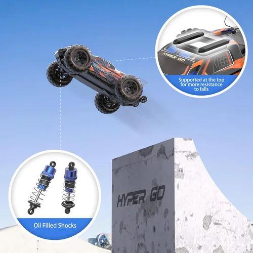 Miniatura 3 de HYPER GO H16DR - Auto a control remoto rápido a escala 1:16 listo para correr, Monster Truck RC de alta velocidad y saltos, coches RC todo terreno