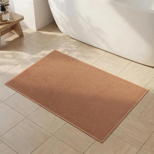 Miniatura 7 de YIHOUSE Juego de 2 tapetes de baño, color beige, ultrafino, absorbente, antideslizante, para baño, lavable, ducha, lavabo, lavandería