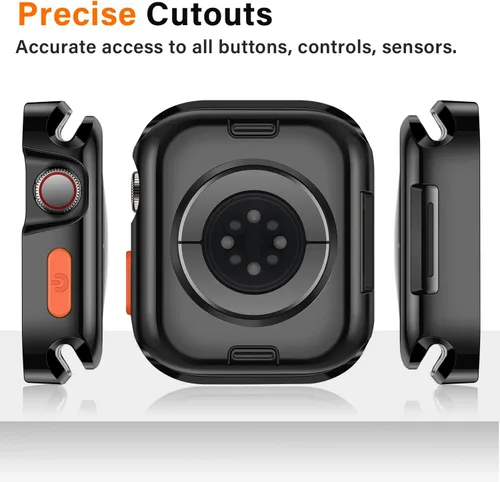 Miniatura 4 de Amizee Paquete de 2 fundas resistentes compatibles con Apple Watch Series 9/8/7 de 1.772 pulgadas, SE 3/2/1 Series 6/5/4 de 1.732 pulgadas, TPU