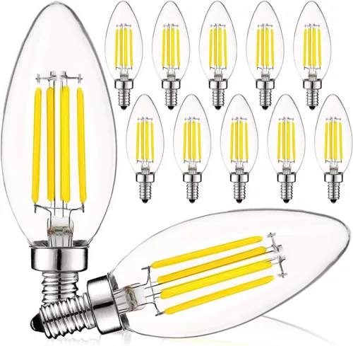 Miniatura 9 de LUXRITE Bombilla LED de candelabro vintage equivalente a 60 W, 550 lúmenes, 2700 K blanco cálido, bombillas LED de araña de 5 W, regulables, vidrio