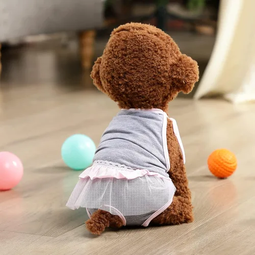 Miniatura 4 de 3 piezas de pañales reutilizables para perras con tirante ajustable, lavables, bragas sanitarias para perritos, pañales para cachorros, ropa