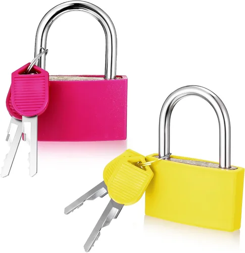 Miniatura 8 de Gjinxi Candado de casillero de gimnasio con llave, cerradura de casillero rosa de aluminio con 1.65 pulgadas de ancho, candado impermeable