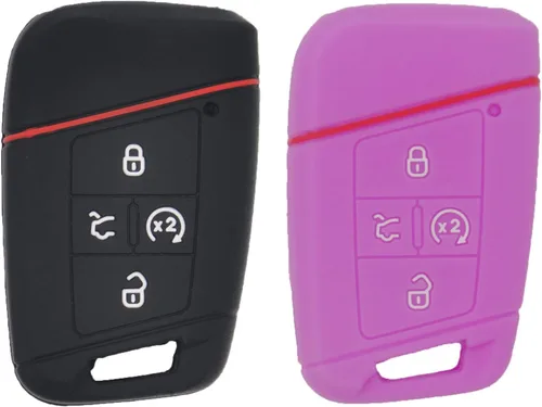 Miniatura 11 de Paquete de 2 fundas protectoras de silicona suave para llavero remoto para VW Volkswagen Tiguan Atlas Jetta Passat Golf Alltrack KR5FS14-US Negro
