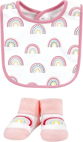 Miniatura 175 de Hudson Baby Conjunto de babero y calcetines unisex de algodón para bebé