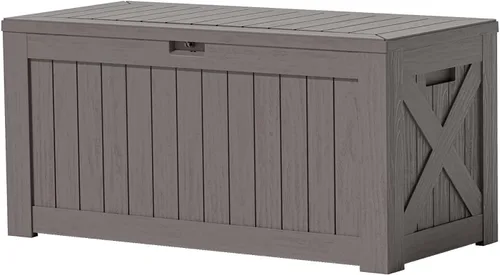 Miniatura 13 de Patiowell Caja de resina de 30 galones, caja de almacenamiento al aire libre para muebles de patio, entregas, suministros de piscina, impermeable