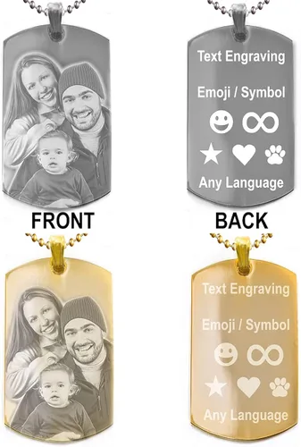 Miniatura 5 de Chapitas personalizadas con fototexto grabado Personalice la chapita con su imagen texto Grabado gratuito Regalo ideal para San Valentín día