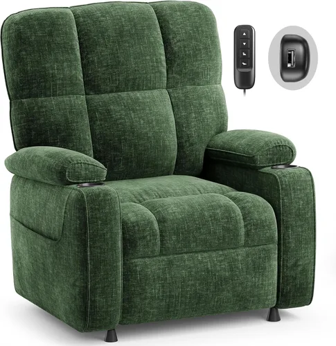 Miniatura 9 de AMADA HOMEFURNISHING Silla reclinable eléctrica para adultos, reclinable eléctrico de felpilla ajustable infinita con soporte para tazas, control