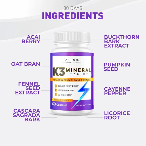Miniatura 2 de Zelso Nutrition - Paquete de 2 píldoras minerales K3 Spark, fórmula avanzada de píldoras K3Spark para hombres y mujeres, suministro de 60 días