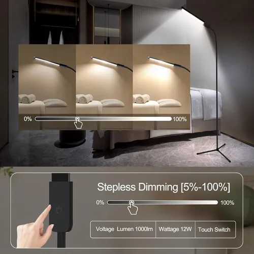 Miniatura 3 de Hanaking Lámpara de pie con control remoto, lámpara LED brillante para extensiones de pestañas, lámpara de pie regulable de 4 colores para belleza