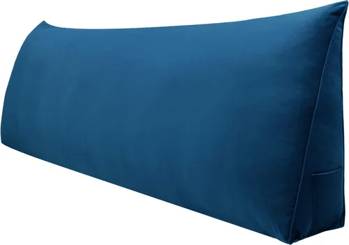 Miniatura 13 de WOWMAX Almohada de cuña para cabecera de cama de día, con funda extraíble, terciopelo negro, tamaño matrimonial