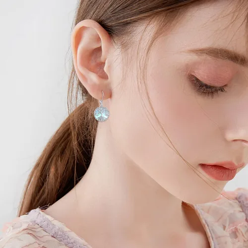 Miniatura 121 de Aretes colgantes con forma de lágrima de filigrana de piedra lunar de plata de ley 925 con cierre de palanca para mujer, regalos de joyería
