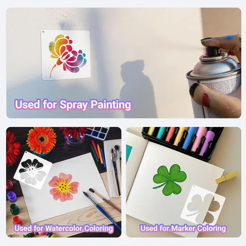 Miniatura 4 de Plantillas de flores para pintar, 64 piezas de plantillas de 3 pulgadas para manualidades, plantillas para pintura en rocas, plantillas de plástico