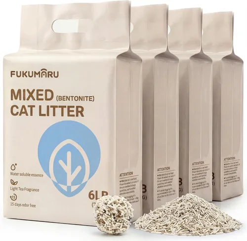 Miniatura 11 de FUKUMARU Arena para gatos de tofu – Gránulos de arena de maíz mixtos ligeros naturales, sin polvo, aglutinación rápida, control eficaz de olores