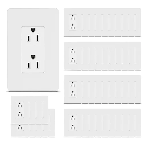 Miniatura 14 de ThunderWay Toma de corriente decoradora con placa de pared, toma eléctrica no resistente a manipulaciones, 15 amperios/125 V, autoconectada