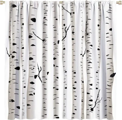 Miniatura 62 de Cortinas de abedul para sala de estar, niebla matutina en otoño, decoración del hogar, 42 x 45 pulgadas de largo