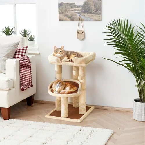 Miniatura 4 de Fansafurn Árbol de varios niveles para gatos de interior, torre moderna para gatos con camas dobles y postes rascadores, árbol para gatos grandes