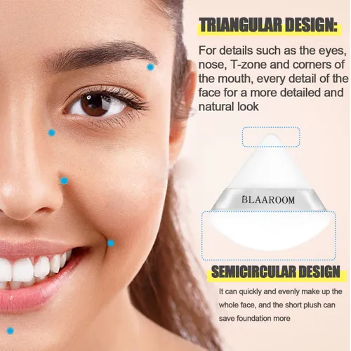 Miniatura 4 de 6 piezas de terciopelo de maquillaje de cara de triángulo suave para polvo suelto, polvo mineral, polvo corporal, base cosmética húmeda y seca
