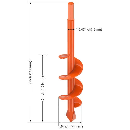 Miniatura 5 de Insaga Broca de taladro de 1.6 x 9 pulgadas para plantar, taladro de tierra en espiral de 0.098 in de grosor para excavador de agujeros de poste