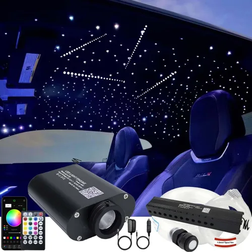 Miniatura 8 de AZIMOM Bluetooth 16W RGBW Luces de Fibra Óptica para Techo de Estrellas, Kits de Iluminación, 450 piezas, 0.03 pulgadas, 9.8 pies, Activadas por