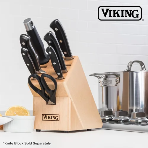 Miniatura 6 de Viking Afilador de cuchillos de cocina, cuchillos de 10 pulgadas y varilla de afilar cubiertos, acero alemán, color negro