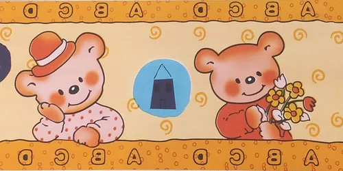 Miniatura 3 de Dundee Deco Papel pintado BD2090 - Papel tapiz para niños, diseño retro, color naranja, ositos de peluche, color amarillo, rollo de 33 pies x 4