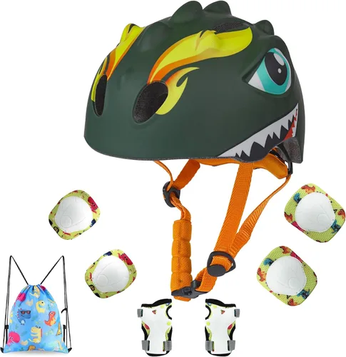 Miniatura 11 de Toddler Helmet Kids Bike Helmet for 2 3 4 5 6 7 8 Years Old Girls with 3D Dinosaur Design Protective Gear Set and Safety Certified, Toddler Bike