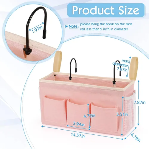 Miniatura 2 de Organizador de almacenamiento para mesita de noche, bolsa de almacenamiento colgante para cabeceros, literas, dormitorios, libros, teléfono, Nuevo