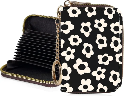 Miniatura 34 de Tarjetero de crédito para mujer, pequeña cartera RFID con cierre de llavero, bonita cartera de piel sintética, carteras para tarjetas de crédito