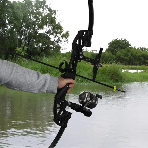 Miniatura 6 de Kit combinado de pesca de arco recurvo Takedown de 53 pulgadas, 30/40 libras solo para mano derecha arco de pesca con carrete de pesca y flechas