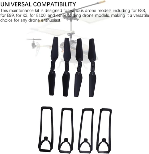 Miniatura 5 de Cuadricóptero plegable piezas de repuesto para E88 E99 K3 E100, 4 hélices+4 fundas protectoras+1 cable de carga+1 destornillador