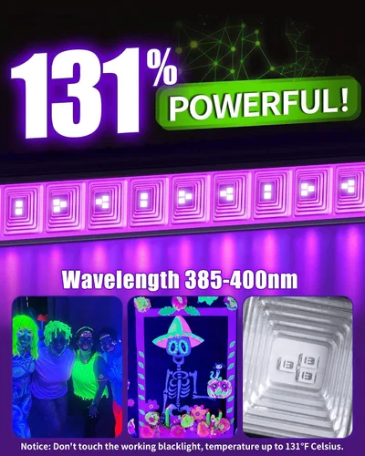 Miniatura 2 de THECHAM Paquete de 4 barras de luz LED negra de 42 W, luz negra con cable de 6 pies+enchufe+interruptor, luz de área de 24 x 24 pies x 4