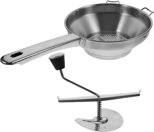Miniatura 9 de PRETYZOOM Prensador manual de papas de acero inoxidable, herramienta de cocina, manivela, molino de alimentos para puré de papas, batatas