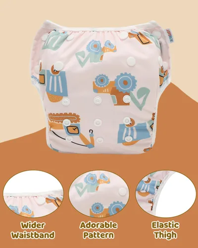 Miniatura 117 de Alva, Pañales de bebé para nadar, paquete de 2 unidades, talle único, reutilizable, lavable y ajustable de 0 a 36 meses. Tamaño de 10 a 40 lbs